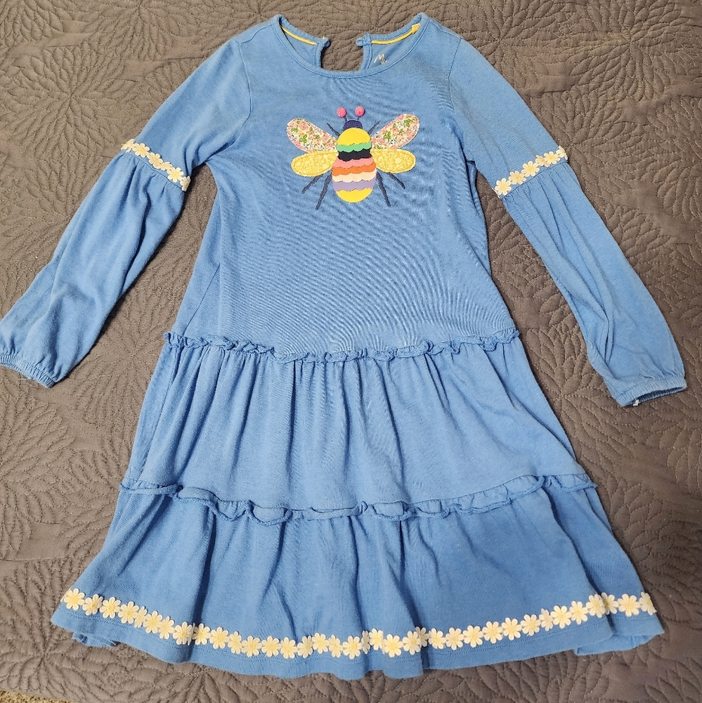 Nordstrom Mini Boden Blue Kids Dress with Bee Design